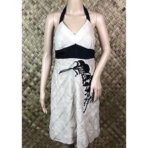 Anthropologie floral embroidered halter dr…